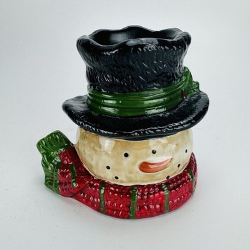 Yankee Candle Snowman Tea Light Votive Holder Ceramic Christmas Holiday Decor